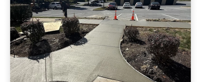 A photo of a freshly poured concrete sidewalk by RJL Concrete Service